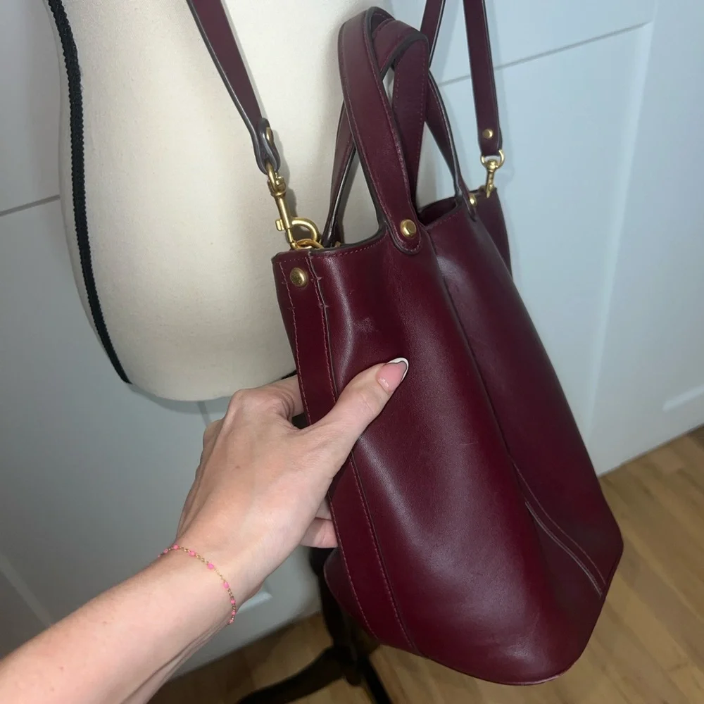 Tory Burch Miller Bucket Bag Deep Burgundy Rare Color Shoulder Bag Purse - Picture 7 of 17
